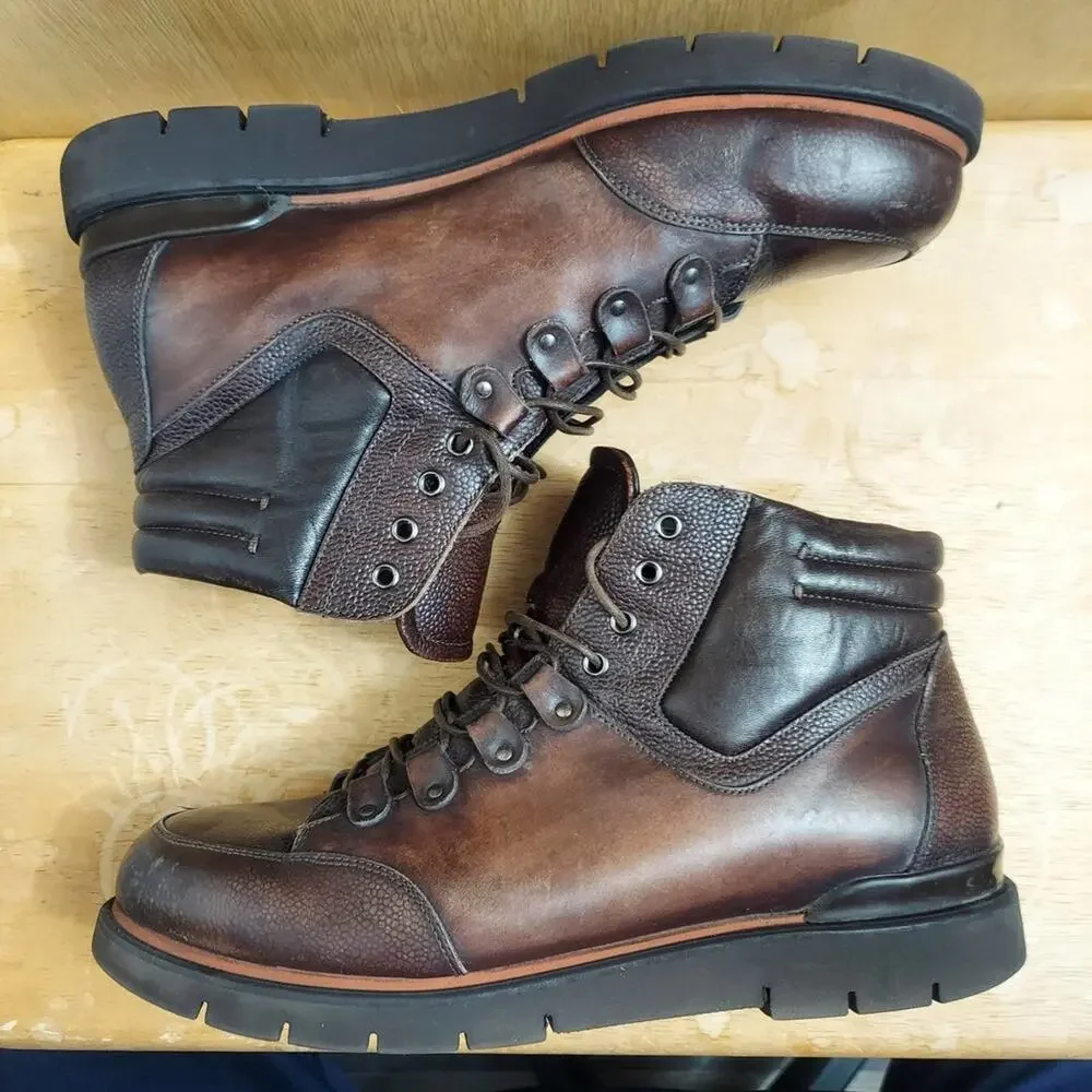 Franceschetti Italy Barneys New York Men's US 10 Brown Leather Ankle Boots